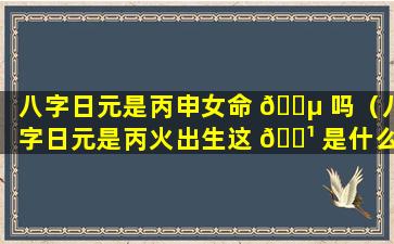 八字日元是丙申女命 🐵 吗（八字日元是丙火出生这 🌹 是什么意思）